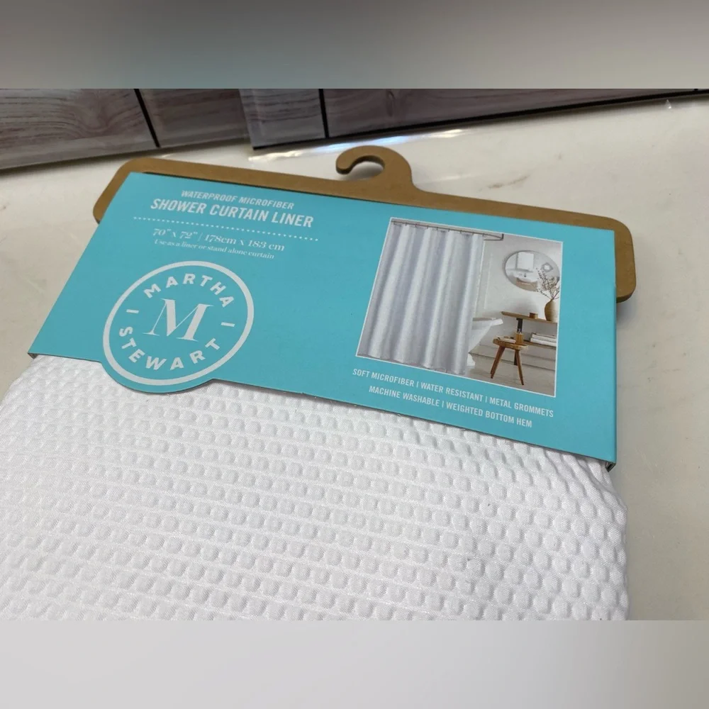 Martha Stewart ❤️Shower Curtain Liner waterproof soft microfiber white New
